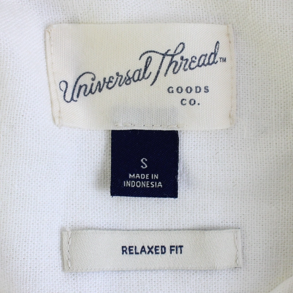 Universal Thread Shirt Women White Button Up Collared Linen Blend Long Sleeve