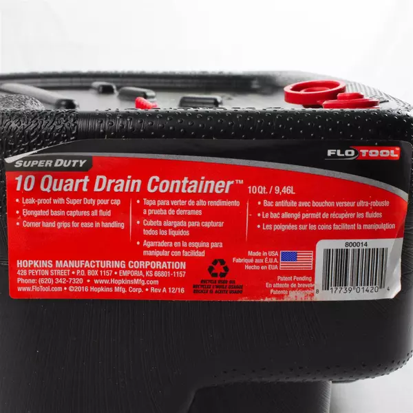 FloTool 42001MI Super Duty 10 Quart Drain Container Oil Pan Leak Proof Pour Cap