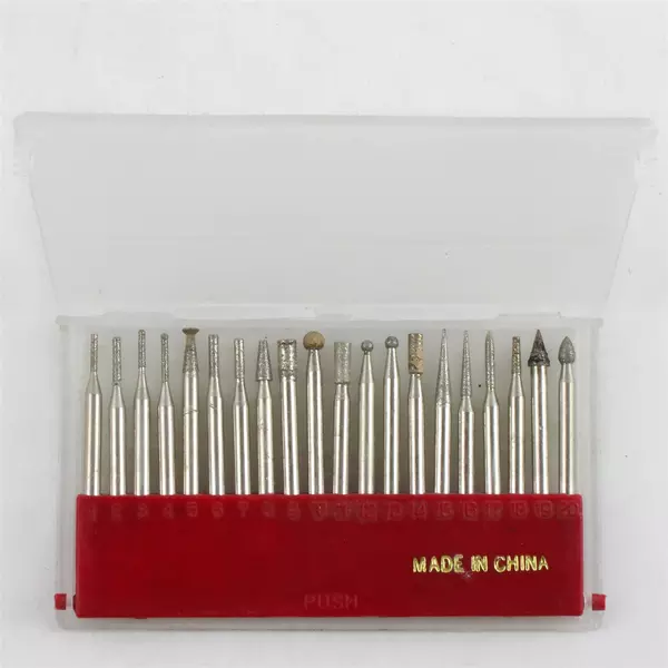 20 Diamond Coated Rotary Tool Bits Set Used Assorted Shapes Grits