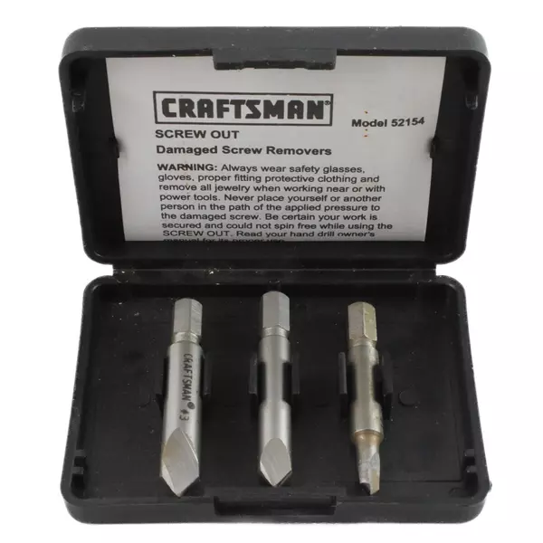 Sears Craftsman USA 52154 Damaged/Stripped Screw Remover Set 3pc