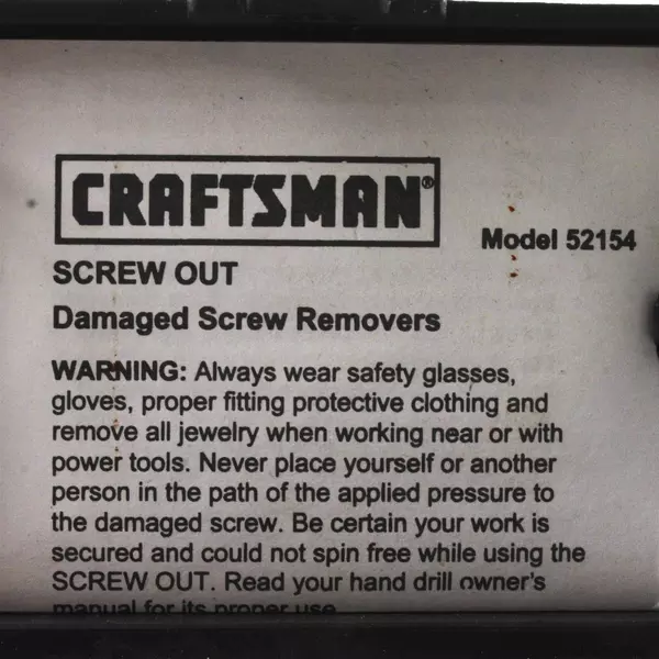 Sears Craftsman USA 52154 Damaged/Stripped Screw Remover Set 3pc