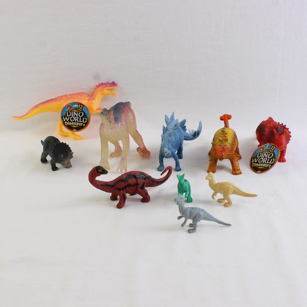 Lot of 10 Unbranded Vintage and Modern Dinosaur Figurine Toys