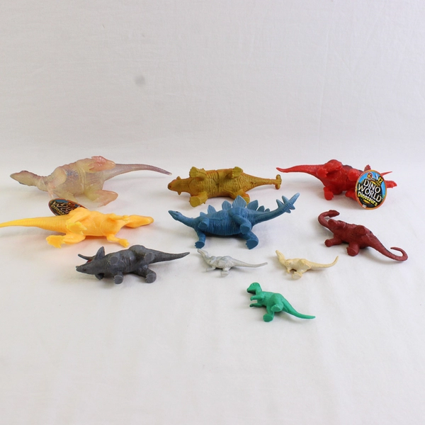 Lot of 10 Unbranded Vintage and Modern Dinosaur Figurine Toys