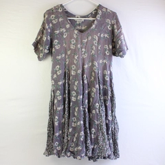 Vintage Nostalgia Women's M Lavender Floral Pattern Short Sleeve Sundress