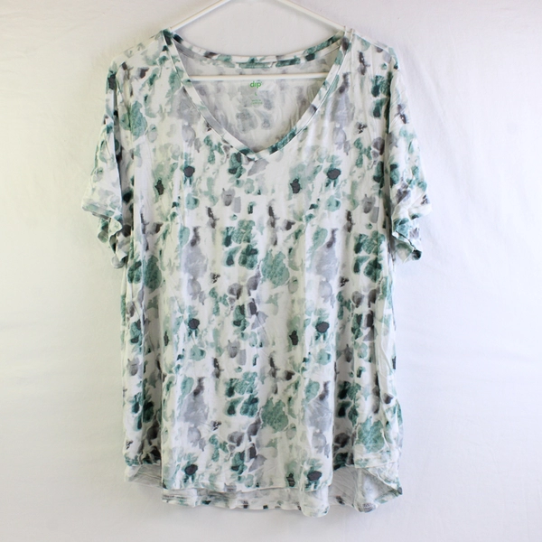 dip Women's L White with Green Tie Dye Spots Short Sleeve T-Shirt