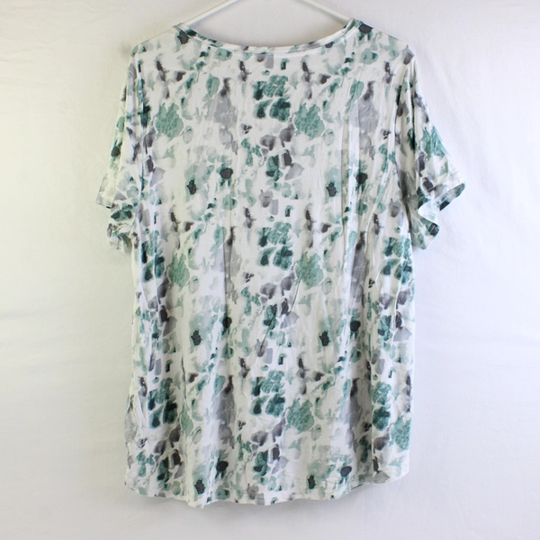 dip Women's L White with Green Tie Dye Spots Short Sleeve T-Shirt