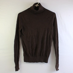 August Silk Women's M Brown Long Sleeve Ribbed Turtleneck Shirt