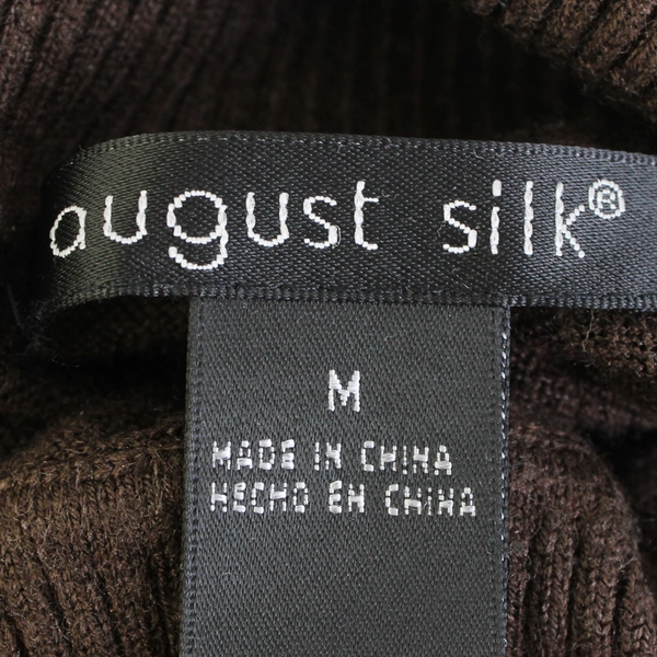 August Silk Women's M Brown Long Sleeve Ribbed Turtleneck Shirt