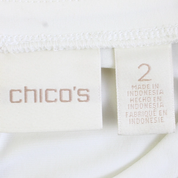 Chicos Ivory Bead Embellished Slit Dolman Sleeve Crop Top Women's Size 2