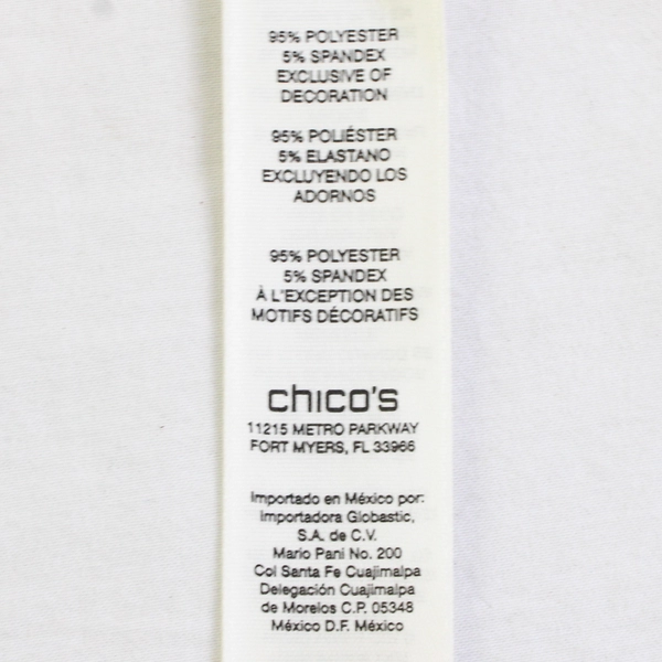 Chicos Ivory Bead Embellished Slit Dolman Sleeve Crop Top Women's Size 2