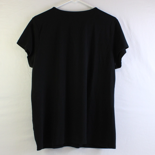 Calvin Klein Women's XL Black Tasseled Lace-Up Front Detail Short Sleeve Blouse