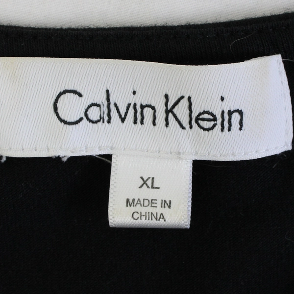 Calvin Klein Women's XL Black Tasseled Lace-Up Front Detail Short Sleeve Blouse