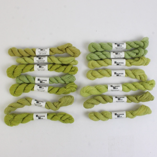 Lot of 14 Broider Wul Lamb's 100% Wool Braids 30 Yards Each Green Shades New