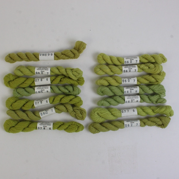 Lot of 14 Broider Wul Lamb's 100% Wool Braids 30 Yards Each Green Shades New