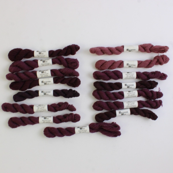Lot of 15 Broider Wul Lamb's 100% Wool Braids, 30 Yds Each, Burgundy Shades, New