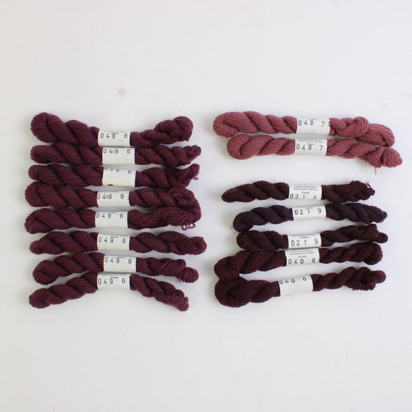 Lot of 15 Broider Wul Lamb's 100% Wool Braids, 30 Yds Each, Burgundy Shades, New