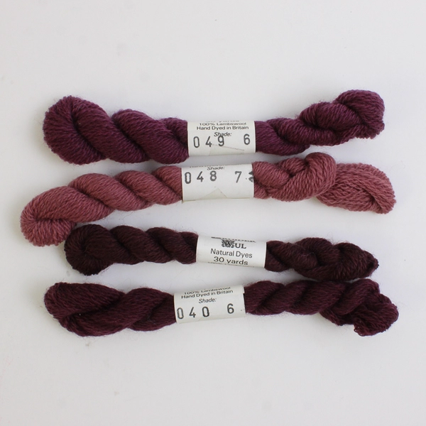Lot of 15 Broider Wul Lamb's 100% Wool Braids, 30 Yds Each, Burgundy Shades, New