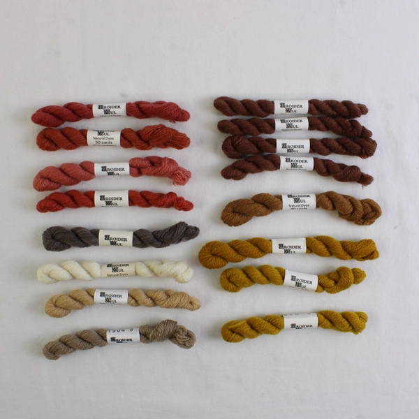 Lot of 16 Broider Wul Lamb's 100% Wool Braids, 30 Yds Brown, Pink & White, New