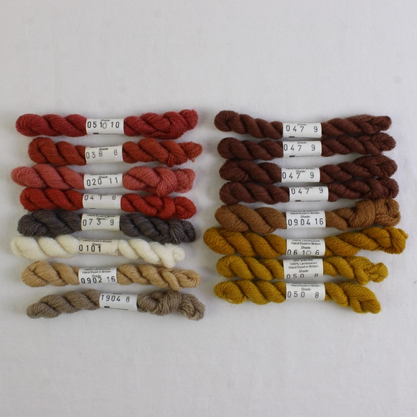 Lot of 16 Broider Wul Lamb's 100% Wool Braids, 30 Yds Brown, Pink & White, New