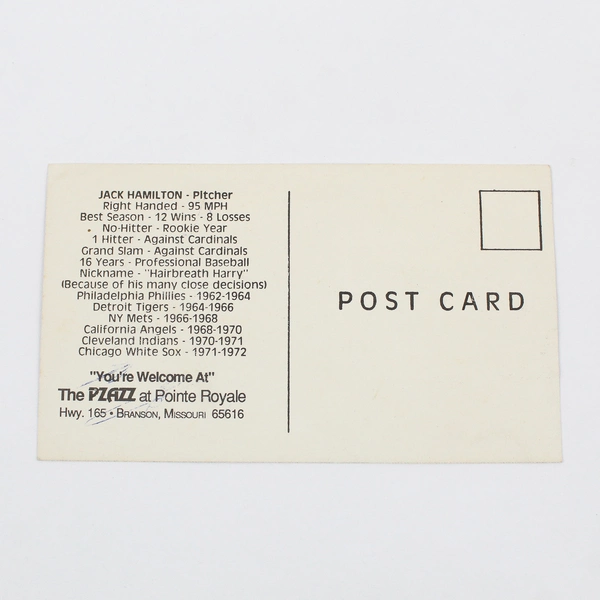 Jack Hamilton New York Mets Autographed 3x5 Signed Postcard