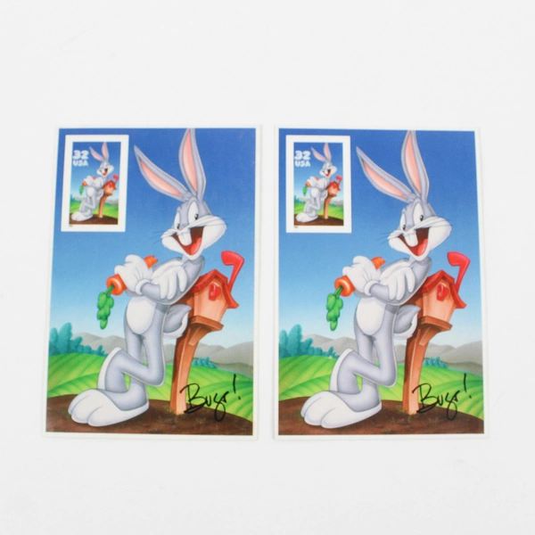 Lot Of 2 Looney Tunes "Bugs Bunny" 32 Cent USPS Stamp On Card  1997