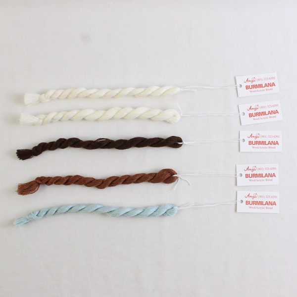 Lot of 5 Burmilana Wool/Acrylic Blend Braids Brown, Blue & White, New 