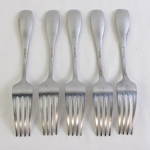 Lot Of 5 Oneida Silver Satin Voss (Stainless) Flatware Dinner Forks 8" Long