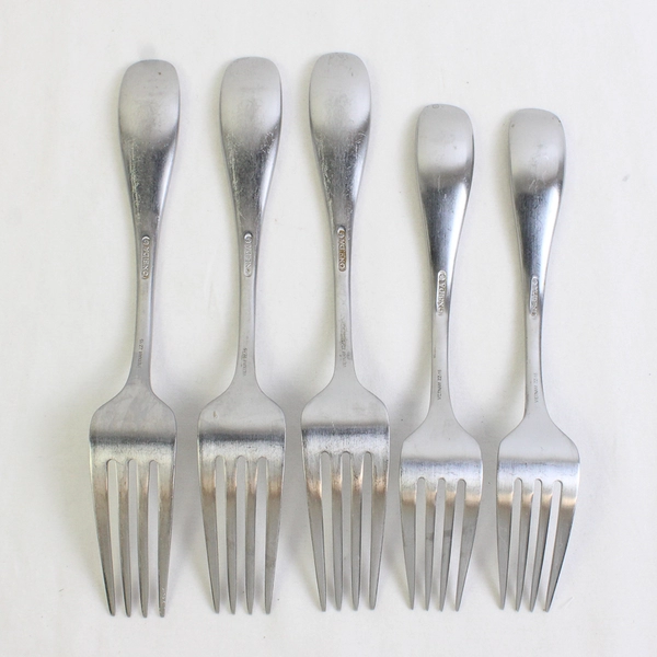 Lot Of 5 Oneida Silver Satin Voss (Stainless) Flatware 3 Dinner Forks & 2 Salad