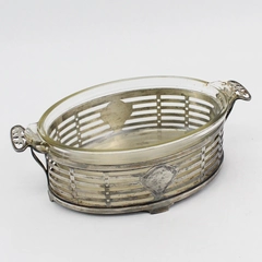 Vintage Wilcox Silver Plate Oval Casserole Dish Holder with Pyrex Glass Liner