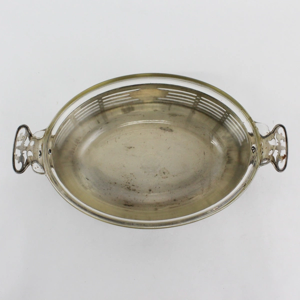 Vintage Wilcox Silver Plate Oval Casserole Dish Holder with Pyrex Glass Liner