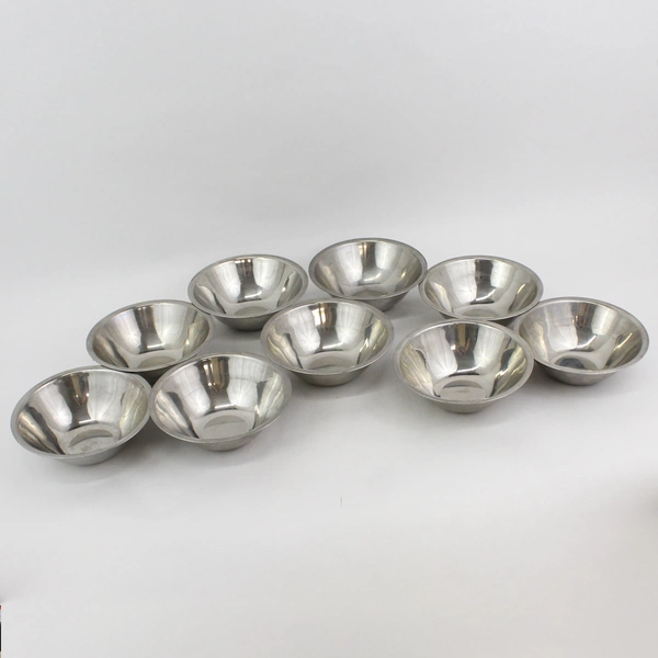 Set of 9 Aluminum Individual Salad Bowls 7.5 Inch Diameter