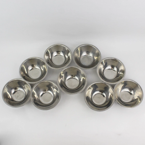 Set of 9 Aluminum Individual Salad Bowls 7.5 Inch Diameter