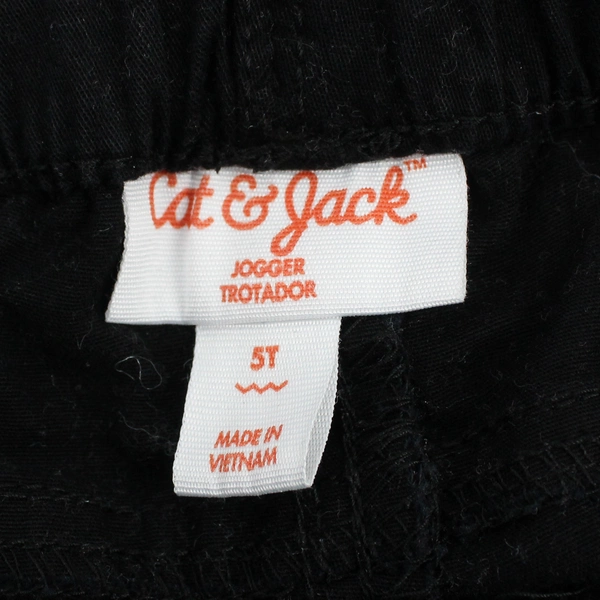 Cat & Jack Solid Black Cotton Joggers Boys' Size 5T