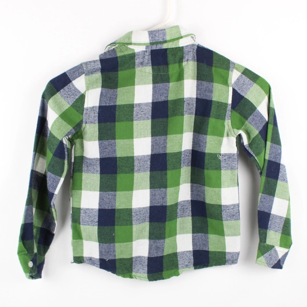 DKNY Green and Blue Plaid Long-Sleeve Button-Up Boys' Size 5
