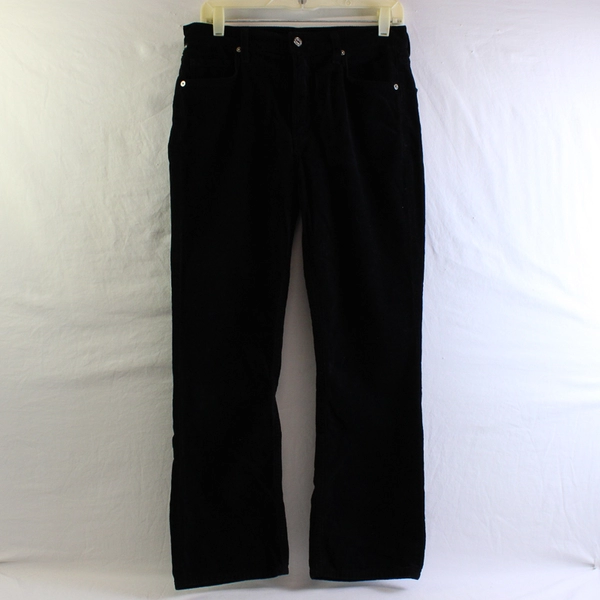 Citizens Of Humanity Women's 28 Black Corduroy Pants Mid-Rise Flared Crop