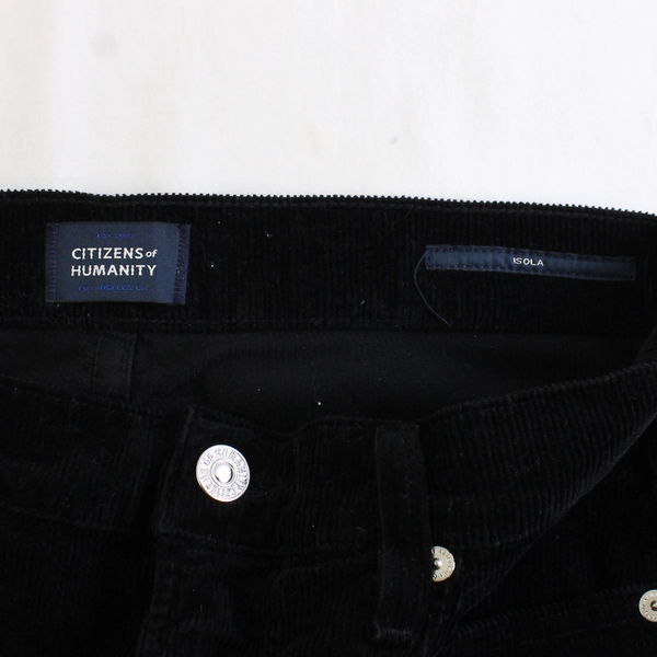 Citizens Of Humanity Women's 28 Black Corduroy Pants Mid-Rise Flared Crop