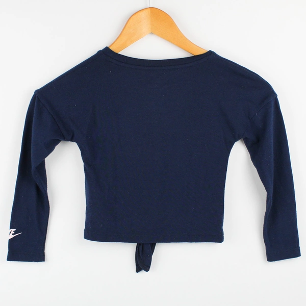 Nike Just Do It Navy Blue Tie-Front Long-Sleeve T-Shirt Girls' Size 4T