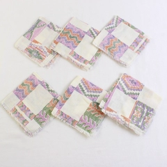 Lot Of 6 Unbranded Matching Multicolor Fabric Handkerchief Multi-Pattern 9" x 9"