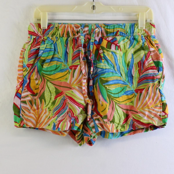 Lot of 2 C&C California Women's S Blue T Shirt and Multicolor 100% Linen Shorts