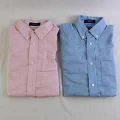 Lot of 2 IZOD Boys 14 Pink and Blue Long Sleeve Button Down Dress Shirts