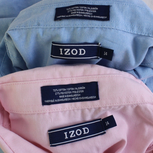 Lot of 2 IZOD Boys 14 Pink and Blue Long Sleeve Button Down Dress Shirts