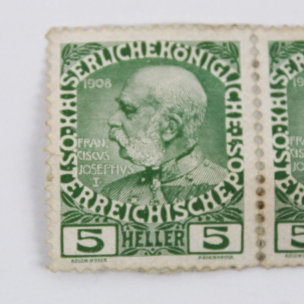 1908 Austria 5 Heller Stamp Pair Used