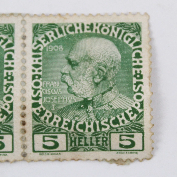 1908 Austria 5 Heller Stamp Pair Used
