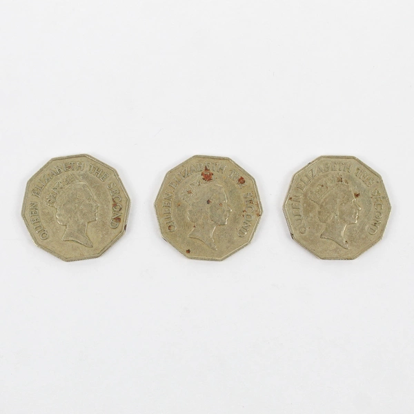 Lot Of 3 Belize Queen Elizabeth The Second One Dollar Coins Circulated 