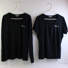 Lot of 2 Port Authority Women's XXL Pampered Chef Black Blouse and Cardigan
