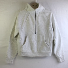 Jockey Women's M White/Gray Heather Long Sleeve Half Zip Pullover Sweater