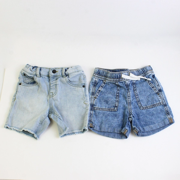 Lot of 2 Cat & Jack Blue Light to Medium Wash Denim Shorts Girls' Size 3T