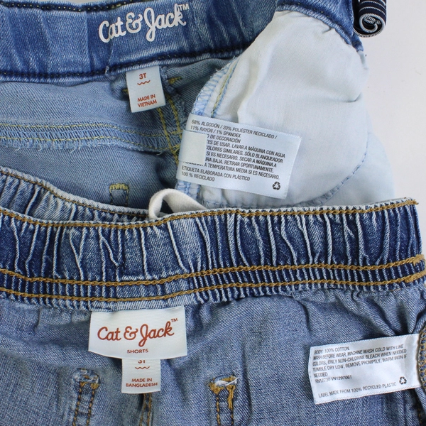 Lot of 2 Cat & Jack Blue Light to Medium Wash Denim Shorts Girls' Size 3T