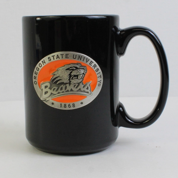 Unbranded Oregon State University OSU Beavers Black Ceramic Coffee Mug 4.5"