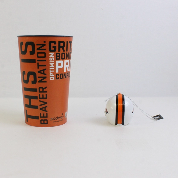 Lot Of 2 Oregon State University OSU Beavers Hanging Ornament & Plastic Cup 6.5"